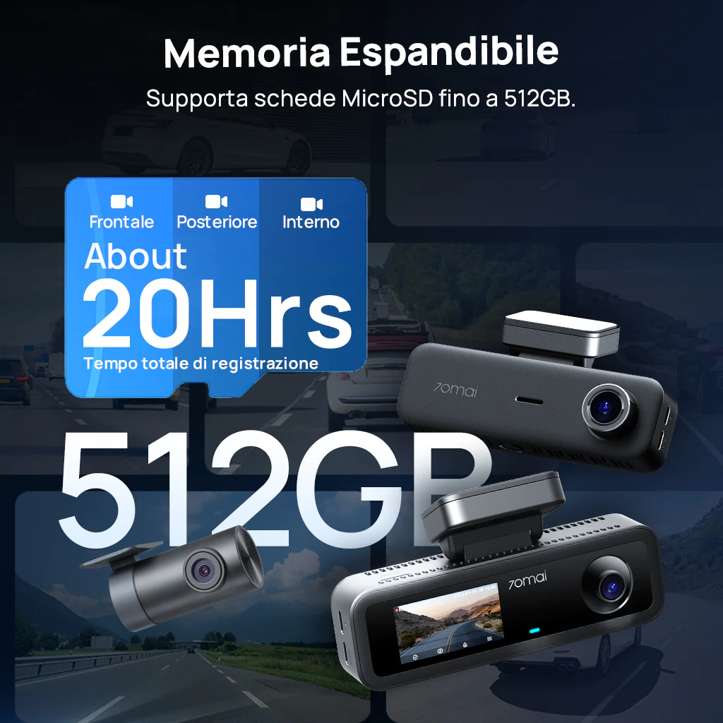 70mai Dash Cam 4K T800E, 3-Channel Front Interior Rear Car Camera, 4K HDR, Night Owl Vision, 24H Parking Surveillance & GPS - Image 8