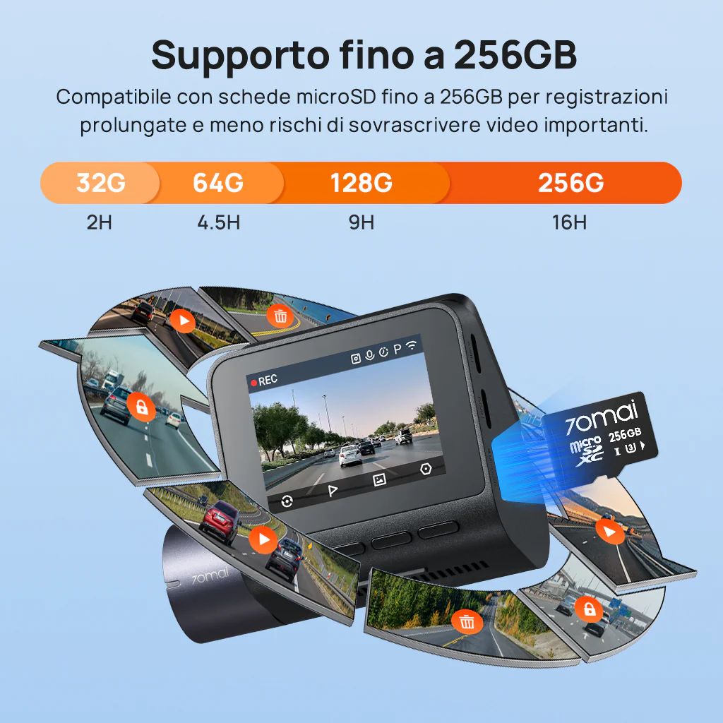 70mai Dash Cam A410 2.5K HDR Dual w/ GPS, Emergency Record, G-Sensor, App Control & Compact Design - Image 10